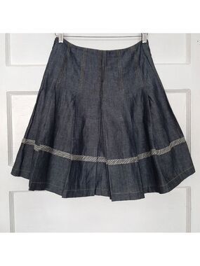 Tocca A Line Pleated Chambray Godet Pleated Skirt NWOT